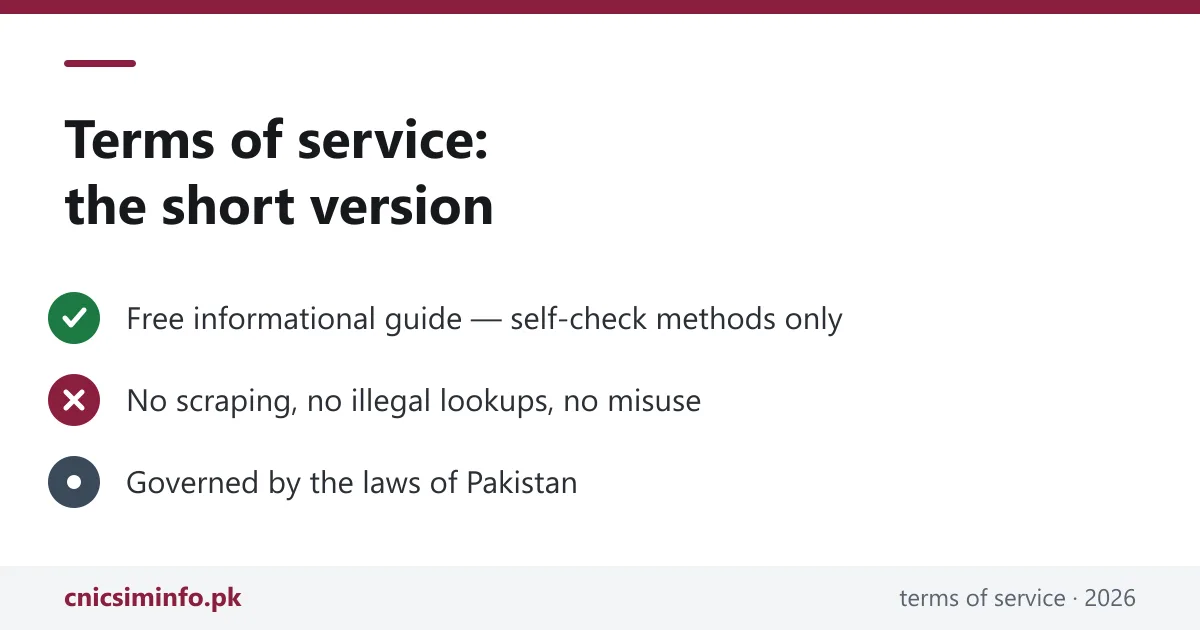 CnicSimInfo terms of service 2026 — acceptable use in plain English